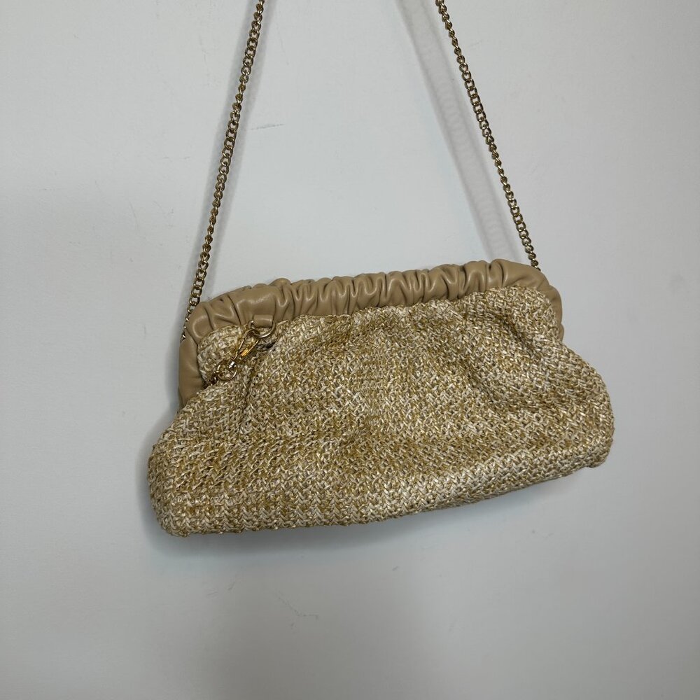 Moda Luxe Delvina Clutch Vegan Leather / Straw Gold Chain - Picture 5 of 9